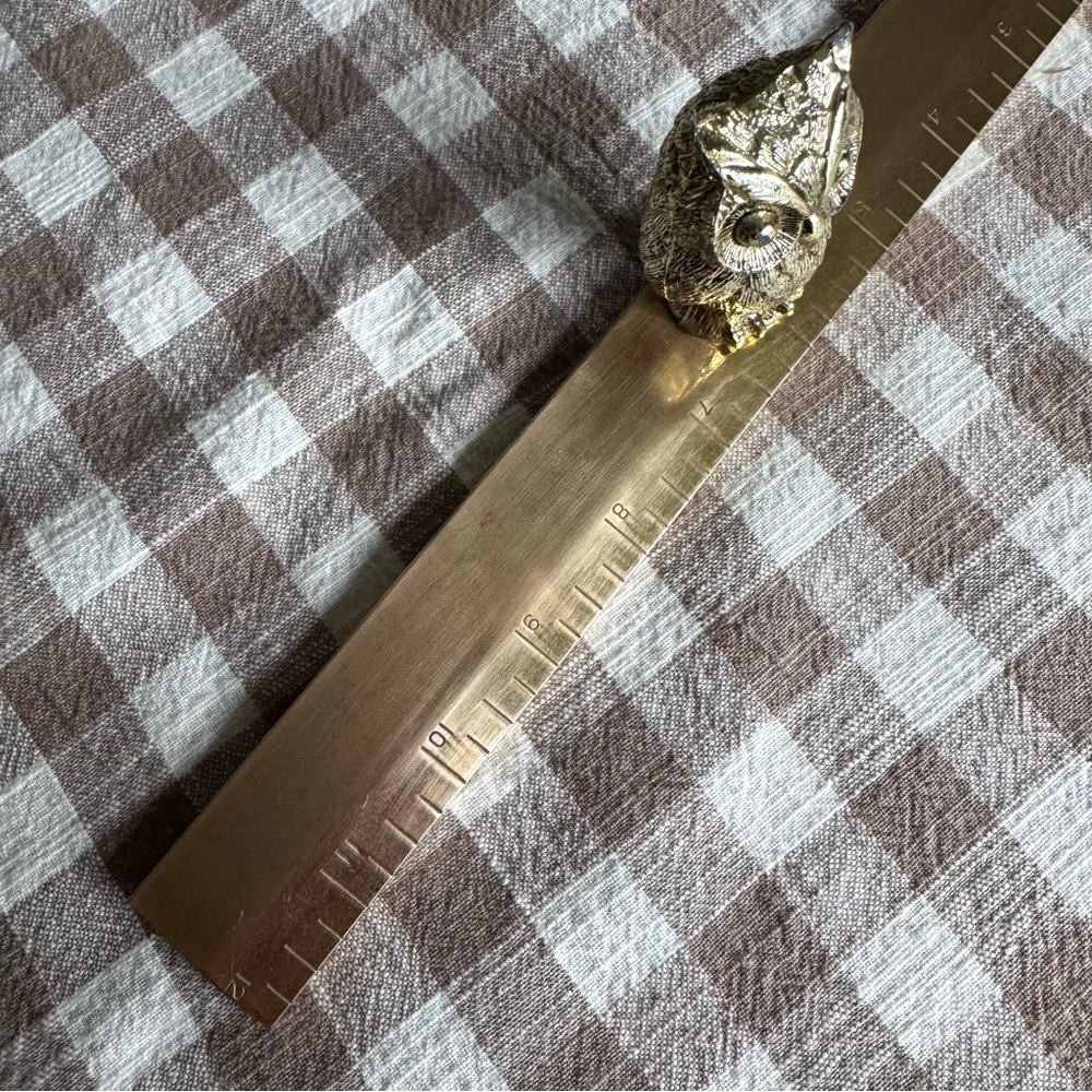 Vintage Solid Brass Owl 12” Ruler